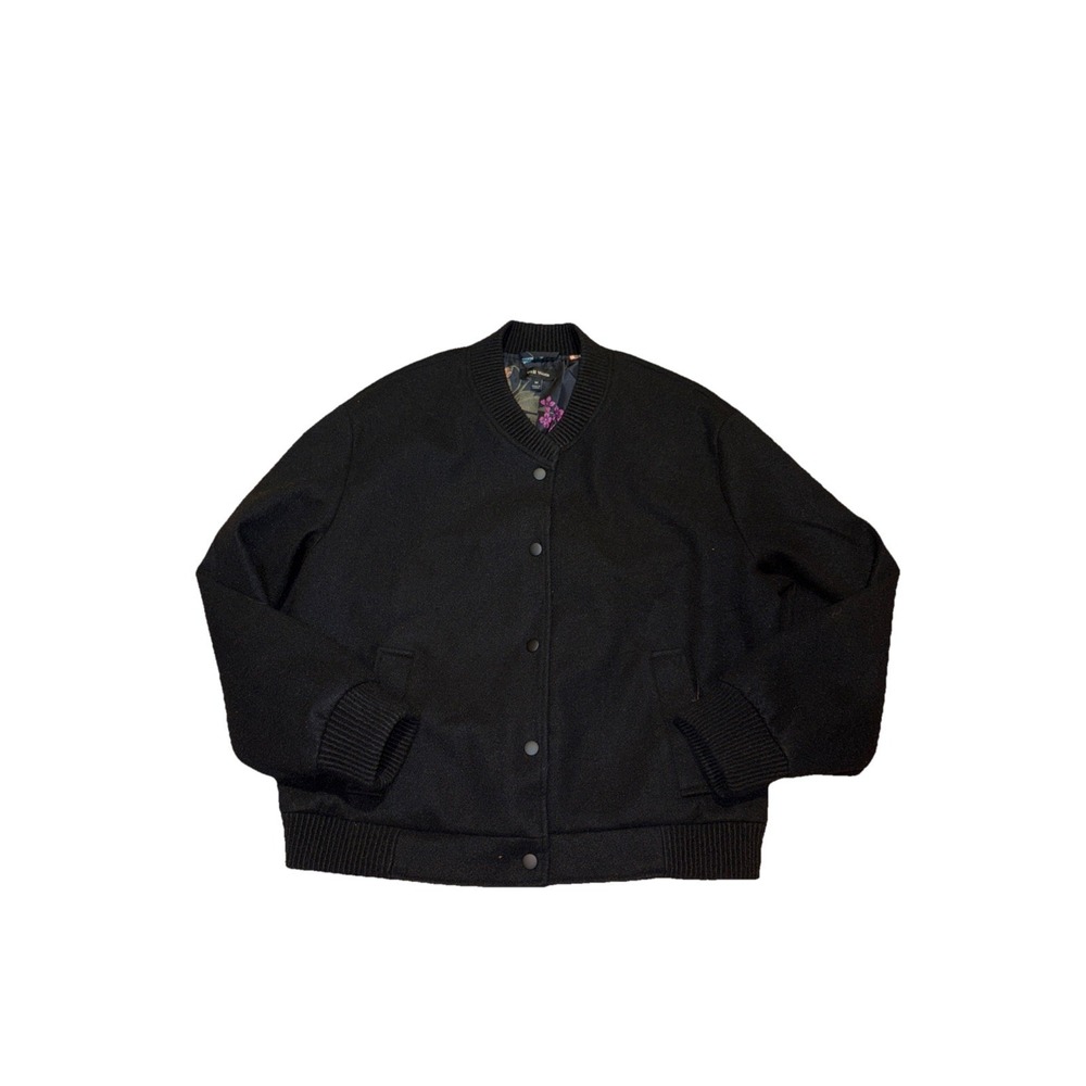 NEW Women's Black WELL WORN Letterman Like Button Front Jacket Size Medium